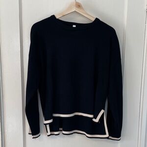 Black and Cream Women's Sweater and pant lounge set.